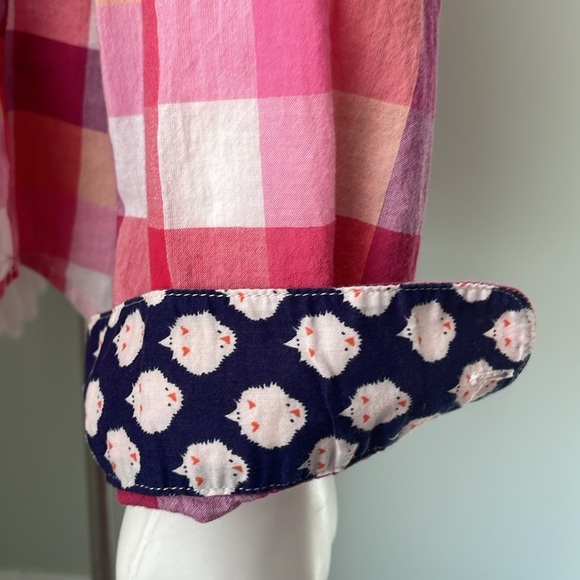 ANTHROPOLOGIE Isabella Sinclair Hibiscus Tea Pink Plaid Button Down Medium - Picture 5 of 10